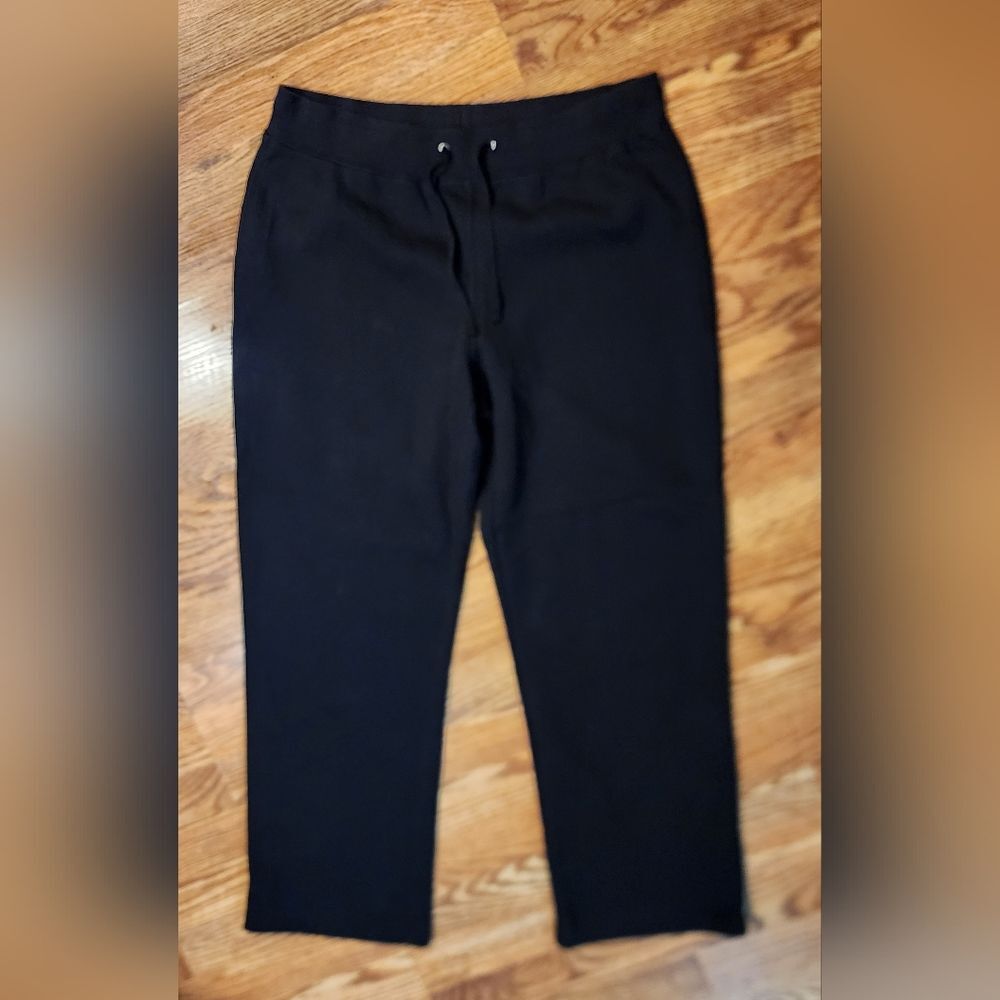 St. John's Bay Active Straight Leg Fleece Sweat Pants Heavyweight Black Size L